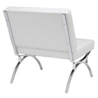 Fauteuil d'appoint du milieu du siècle Newel en cuir mélangé moderne et cadre en métal chromé