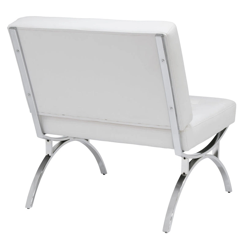 Fauteuil d'appoint du milieu du siècle Newel en cuir mélangé moderne et cadre en métal chromé