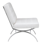 Fauteuil d'appoint du milieu du siècle Newel en cuir mélangé moderne et cadre en métal chromé