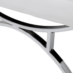 Fauteuil d'appoint du milieu du siècle Newel en cuir mélangé moderne et cadre en métal chromé