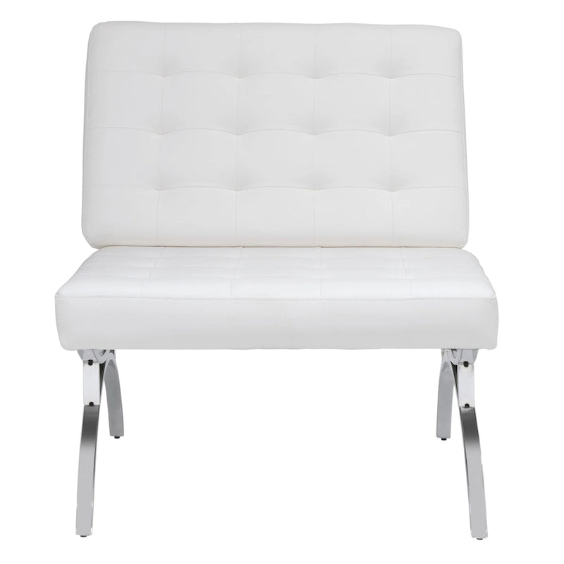 Fauteuil d'appoint du milieu du siècle Newel en cuir mélangé moderne et cadre en métal chromé