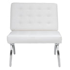 Fauteuil d'appoint du milieu du siècle Newel en cuir mélangé moderne et cadre en métal chromé