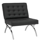 Fauteuil d'appoint du milieu du siècle Newel en cuir mélangé moderne et cadre en métal chromé