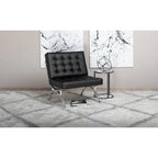 Fauteuil d'appoint du milieu du siècle Newel en cuir mélangé moderne et cadre en métal chromé