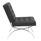Fauteuil d'appoint du milieu du siècle Newel en cuir mélangé moderne et cadre en métal chromé