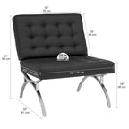 Fauteuil d'appoint du milieu du siècle Newel en cuir mélangé moderne et cadre en métal chromé