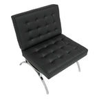 Fauteuil d'appoint du milieu du siècle Newel en cuir mélangé moderne et cadre en métal chromé