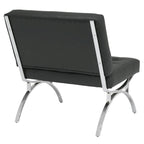 Fauteuil d'appoint du milieu du siècle Newel en cuir mélangé moderne et cadre en métal chromé