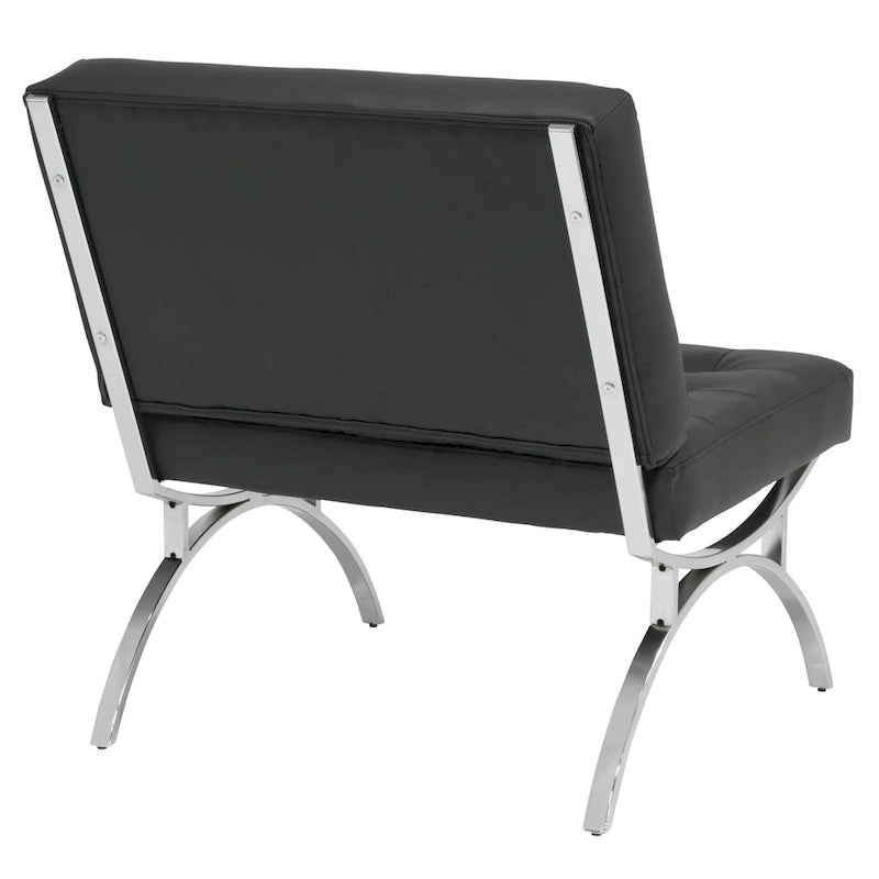 Fauteuil d'appoint du milieu du siècle Newel en cuir mélangé moderne et cadre en métal chromé