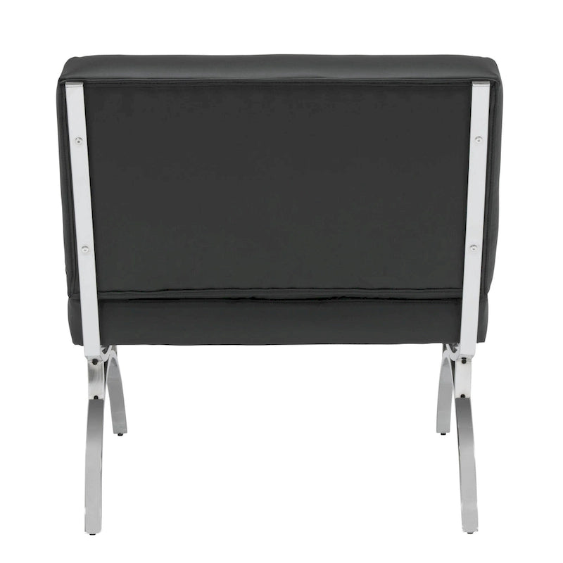 Fauteuil d'appoint du milieu du siècle Newel en cuir mélangé moderne et cadre en métal chromé