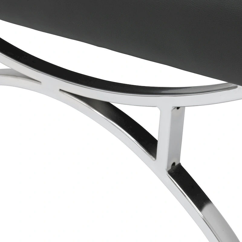 Fauteuil d'appoint du milieu du siècle Newel en cuir mélangé moderne et cadre en métal chromé
