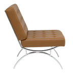 Fauteuil d'appoint du milieu du siècle Newel en cuir mélangé moderne et cadre en métal chromé