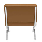 Fauteuil d'appoint du milieu du siècle Newel en cuir mélangé moderne et cadre en métal chromé