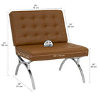 Fauteuil d'appoint du milieu du siècle Newel en cuir mélangé moderne et cadre en métal chromé
