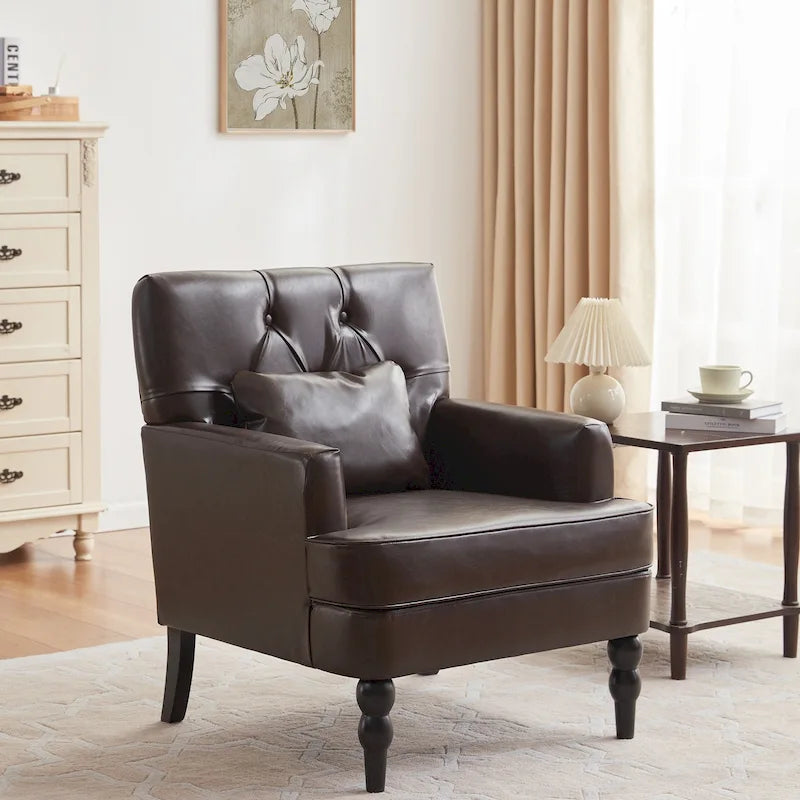 Fauteuil capitonné avec coussin lombaire Beige/Gris/Bleu clair/Marron