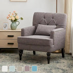 Fauteuil capitonné avec coussin lombaire Beige/Gris/Bleu clair/Marron