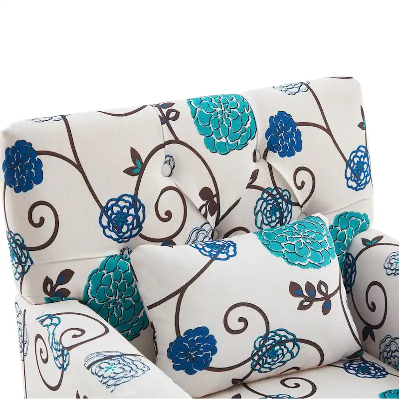 Fauteuil capitonné avec coussin lombaire Beige/Gris/Bleu clair/Marron