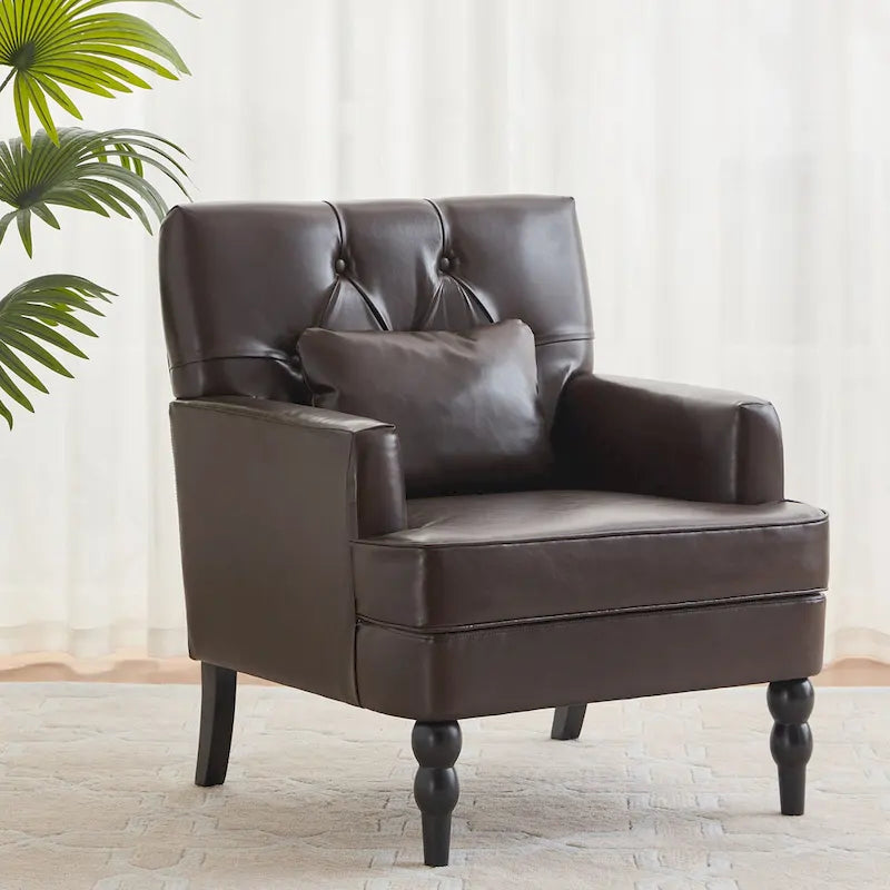Fauteuil capitonné avec coussin lombaire Beige/Gris/Bleu clair/Marron