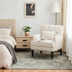 Fauteuil capitonné avec coussin lombaire Beige/Gris/Bleu clair/Marron