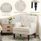 Fauteuil capitonné avec coussin lombaire Beige/Gris/Bleu clair/Marron