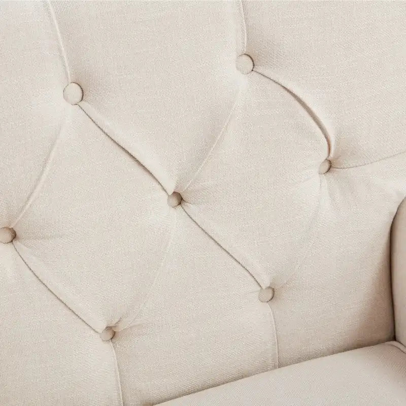 Fauteuil capitonné avec coussin lombaire Beige/Gris/Bleu clair/Marron