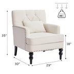 Fauteuil capitonné avec coussin lombaire Beige/Gris/Bleu clair/Marron