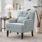 Fauteuil capitonné avec coussin lombaire Beige/Gris/Bleu clair/Marron