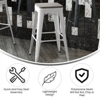 Tabouret de bar sans dossier intérieur/extérieur avec assise en résine de polyéthylène