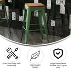 Tabouret de bar sans dossier intérieur/extérieur avec assise en résine de polyéthylène