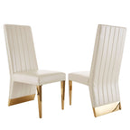 Chaises de salle à manger modernes à dossier haut, style Channel, avec clous décoratifs et pieds en métal poli