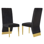 Chaises de salle à manger modernes à dossier haut, style Channel, avec clous décoratifs et pieds en métal poli