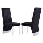 Chaises de salle à manger modernes à dossier haut, style Channel, avec clous décoratifs et pieds en métal poli