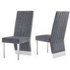 Chaises de salle à manger modernes à dossier haut, style Channel, avec clous décoratifs et pieds en métal poli