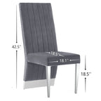Chaises de salle à manger modernes à dossier haut, style Channel, avec clous décoratifs et pieds en métal poli