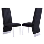 Chaises de salle à manger modernes à dossier haut, style Channel, avec clous décoratifs et pieds en métal poli
