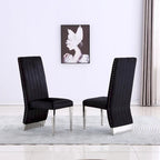 Chaises de salle à manger modernes à dossier haut, style Channel, avec clous décoratifs et pieds en métal poli