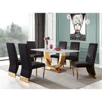 Chaises de salle à manger modernes à dossier haut, style Channel, avec clous décoratifs et pieds en métal poli