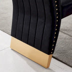 Chaises de salle à manger modernes à dossier haut, style Channel, avec clous décoratifs et pieds en métal poli