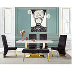 Chaises de salle à manger modernes à dossier haut, style Channel, avec clous décoratifs et pieds en métal poli