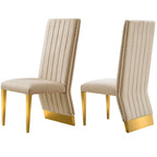 Chaises de salle à manger modernes à dossier haut, style Channel, avec clous décoratifs et pieds en métal poli