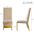 Chaises de salle à manger modernes à dossier haut, style Channel, avec clous décoratifs et pieds en métal poli