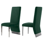 Chaises de salle à manger modernes à dossier haut, style Channel, avec clous décoratifs et pieds en métal poli