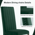 Chaises de salle à manger modernes à dossier haut, style Channel, avec clous décoratifs et pieds en métal poli