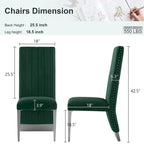 Chaises de salle à manger modernes à dossier haut, style Channel, avec clous décoratifs et pieds en métal poli