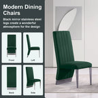 Chaises de salle à manger modernes à dossier haut, style Channel, avec clous décoratifs et pieds en métal poli