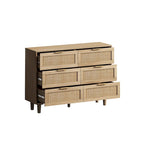 Commode de rangement en rotin à 6 tiroirs, Meuble à tiroirs en rotin