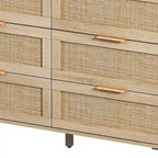 Commode de rangement en rotin à 6 tiroirs, Meuble à tiroirs en rotin