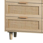 Commode de rangement en rotin à 6 tiroirs, Meuble à tiroirs en rotin