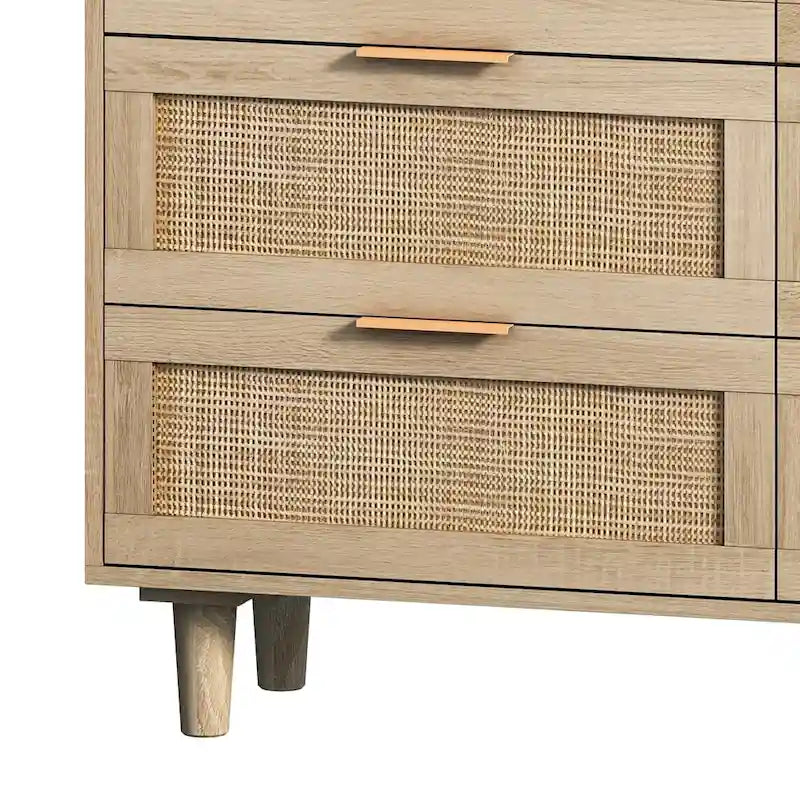 Commode de rangement en rotin à 6 tiroirs, Meuble à tiroirs en rotin
