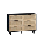Commode de rangement en rotin à 6 tiroirs, Meuble à tiroirs en rotin